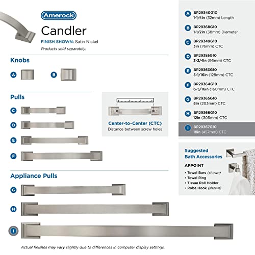 Image of Amerock | Appliance Pull | Satin Nickel | 18 inch (457 mm) Center to Center | Candler | 1 Pack | Drawer Pull | Drawer Handle | Cabinet Hardware