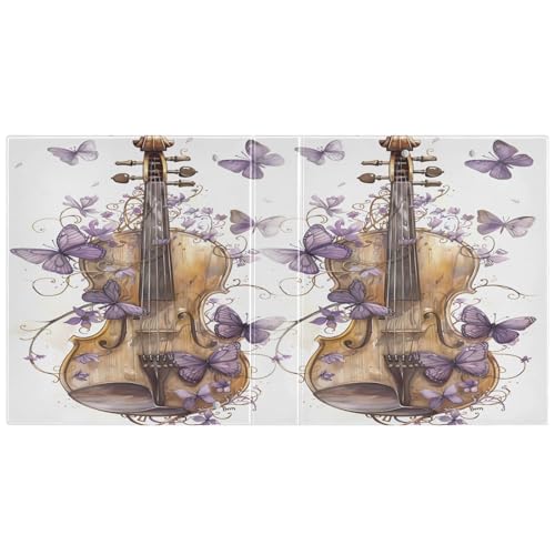 Image of 3 Ring Binder Violin Butterfly Music 1.5 inch Binders Three Ring Binders with Clipboard Fit 8.5'' x 11'' Paper 3 Interior PVC Clear Pockets for Office Supplies