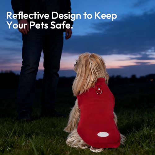 Image of 2Pack Fleece Dog Sweater Vest with Leash Ring Pullover Dog Clothes Sweaters for Small Dogs with Reflective Strip Puppy Clothes Sweater Soft Lightweight Jacket for Fall /Spring /Winter