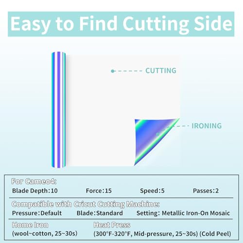 Image of HTVRONT Holographic Heat Transfer Vinyl, Blue-Purple, 12 inch x 6ft | Holographic HTV for Shirts, Hats, For All Cutting Machines, Metallic Sheen, Easy to Cut & Weed