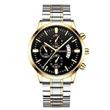 ⌚ Excelente material y configuración. La correa y la caja de este reloj de negocios están hechos de acero inoxidable, mientras que la caja es de aleación resistente al desgaste y a los arañazos, lo que hace que sea cómoda de llevar. El movimiento del reloj utiliza un mecanismo de cuarzo que es preciso en el tiempo.