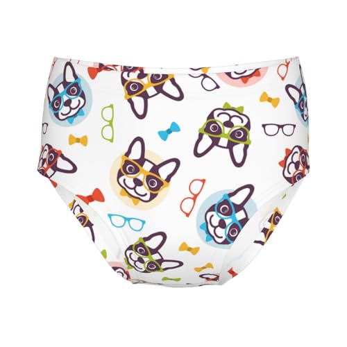 Boston Terrier Wear Sunglass Girls' Underwear Soft Cotton Little Girls Panties Comfort Briefs