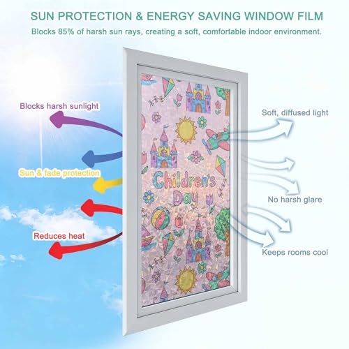 Vinilo decorativo para ventana con efecto vitral 79x18 in miniatura 6