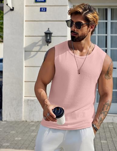 Image of COOFANDY Mens Casual Tank Tops 2 Pack Waffle Knit Sleeveless Shirt Breathable Tank Shirts Summer Muscle Tee