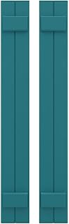 7"W x 59"H Americraft Two Board (2 Batten) Exterior Real Wood Joined Board-n-Batten Shutters (Per Pair), Antigua