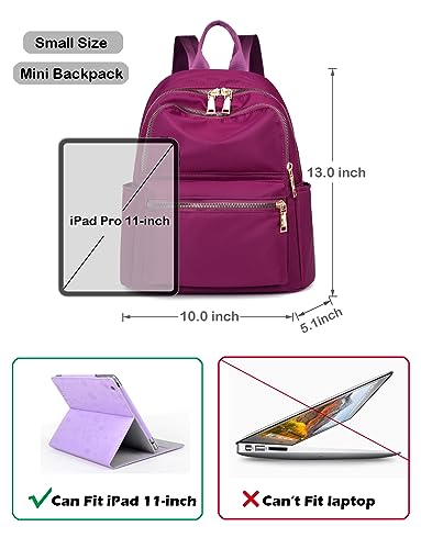 Image of Women's Mini Backpack - Small Nylon Day Pack, Fashion Backpack (Red)
