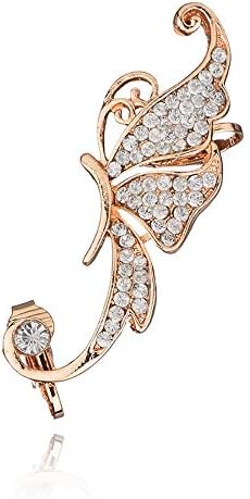 Fashion Punk Skull Angle Wings Crystal Ear Cuff Wrap Left Ear Clip Earrings (Angle Wings)