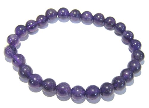 Crystal Miracle Beautiful Amethyst Beaded Round Bracelet Crystal Healing Men Women Gift Fashion Wicca Jewelry Peace Meditation Chakra Balancer Health Wealth Accessory Handcrafted Power Gemstone