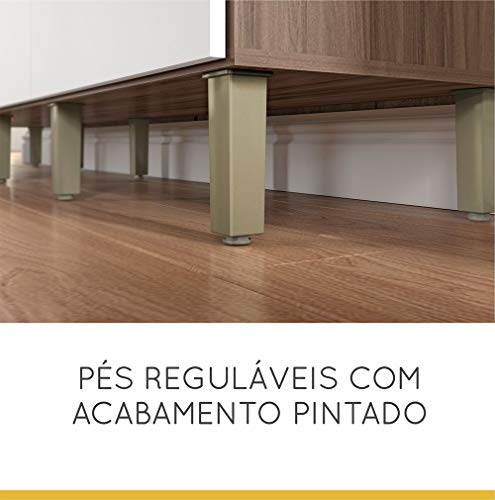 Armário de Cozinha 5 Portas 2 Gavetas Smart Nesher Móveis Branco/Madeirado