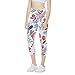 Poceacles Seamless Rose Floral Yoga Capris Leggings for Women, Tummy Control Workout Gym Stretch Leggings, Butt Lift Athletic Pants