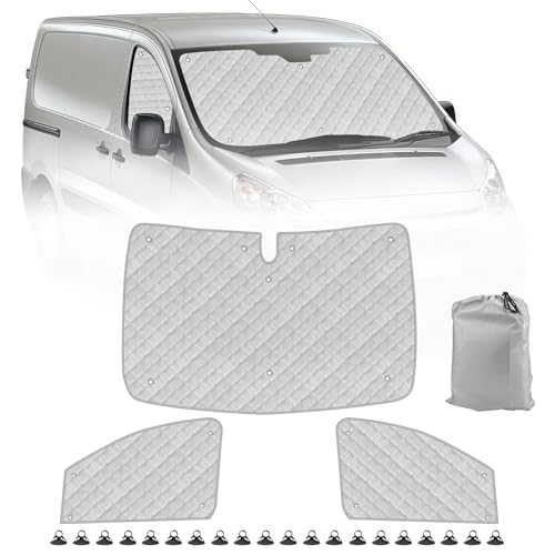 Pare-Soleil de Pare-Brise de Voiture Compatible avec 2006-2016 Citroen Jumpy Fiat Scudo Peugeot Exper, Lot de 3 Pliables Pare-Soleil pour Intérieur de...