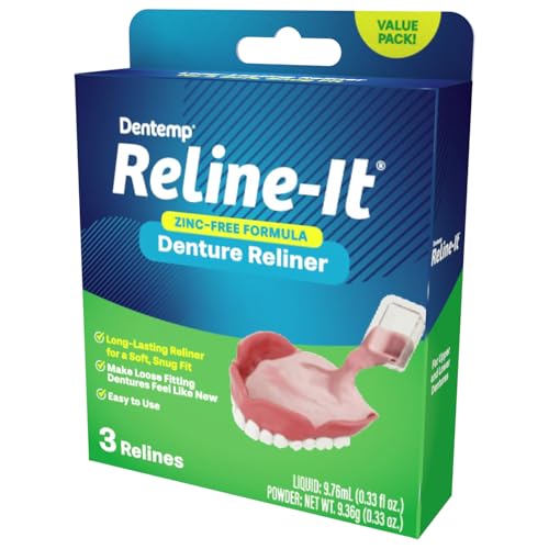 Dentemp Denture Reline Kit Value Pack - Advanced Formula Reline It Denture Reliner - Denture Kit to Refit and Tighten Dentures for Both Upper & Lower Denture - 3 Relines (Packaging May Vary)