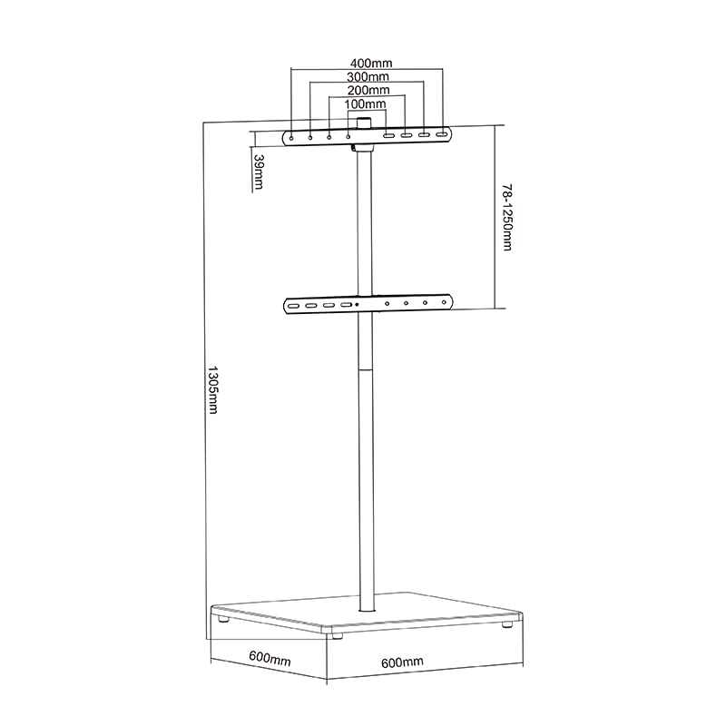 Atria TV Ständer Schwarz Bodenständer für 32–65 Zoll Fernseher, Höhenverstellbar mit Kabelmanagement, VESA 400x400, Stabiler Standfuß 35 kg, Modernes Design Fernseher Ständer