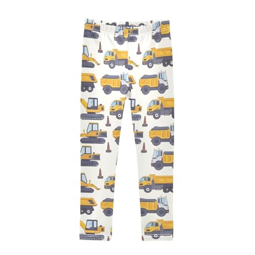 ALAZA Girls' Leggings Children's Yoga Pants Skinny Printed Dance Vehicle Patterns Comfortable 4T