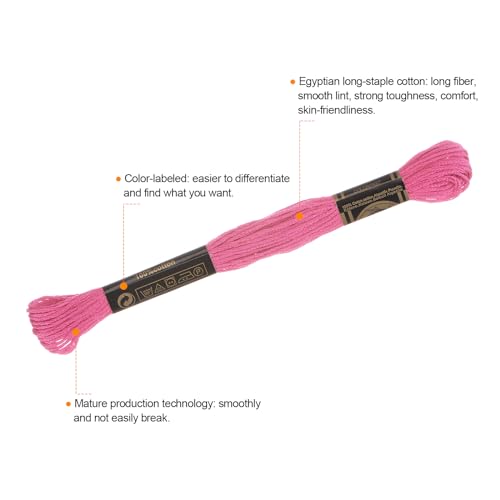 Image of HARFINGTON 3pcs 12 Skeins Embroidery Floss 8.75yds(8m) Egyptian Long-Staple Cotton Cross Stitch Thread for Sewing DIY Bracelet Yarn String and Crafts, Peach Pink(63806)