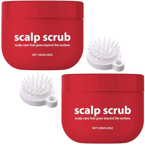 Champú exfoliante para el cuero cabelludo, exfoliante con cúrcuma y aceite de aguacate para eliminar la acumulación de residuos, reduce la descamación y promueve un cabello más sano y abundante (2PCS)