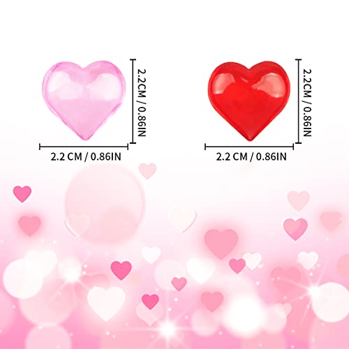 110 Pieces Red Pink Acrylic Heart Valentine's Day Heart Ornaments Red Pink Heart Gems for Valentine's Day Vase Filler Table Scatter Engagement Wedding Anniversary Home Decoration(8OZ,Red&Pink) - Thumbnail 2