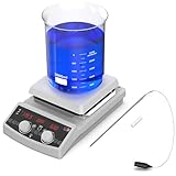 4E’s USA 7inch Hotplate Magnetic Stirrer Mixer 20L Max 510℃/950°F Ceramic Heating Plate, 50-1500rpm, Temp Probe Sensor and Stirring Bar Included