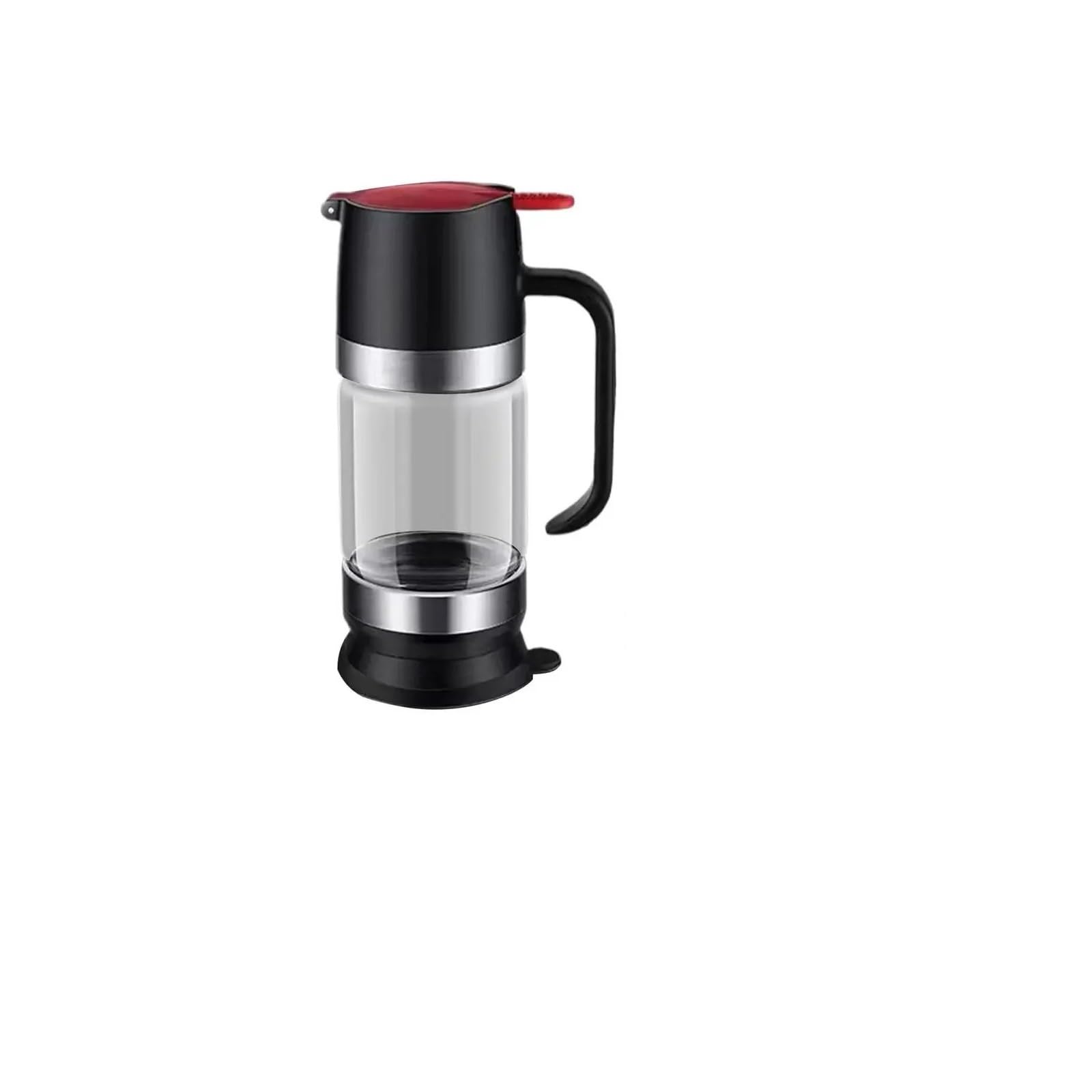 EnxJire Honey Dispenser No Drip Glass Honey Dispenser Push-Type Jar Clear Container Maple Syrup With Handle For Coffee(Black)