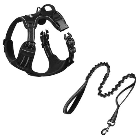 Eagloo Dog Harness for Large Dogs and Tactical Dog Leash, Military Training Bungee Leash for Large Dogs Cover