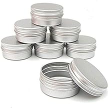 2-Ounce Metal Tins Screw Top Flat Aluminum Silver Slide Round Tin Containers For Lip Balm,Crafts,Cosmetic,Candles,Travel Storage Kit Pack of 10