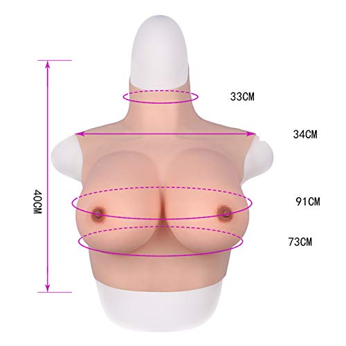 Seios realistas gola alta falso silicone peitos para crossdressers traje transgênero E xícara (gel)