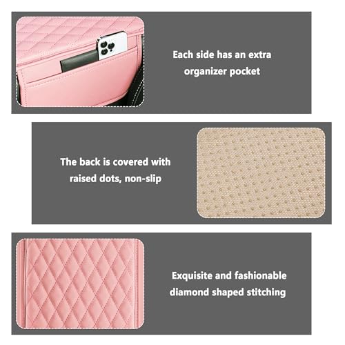 Image of Stacool Upgraded Car Center Console Cover,Microfiber Leather Car Armrest Cover Cushion with 2 Storage Bags,Universal Car Armrest Storage Box (Pink)