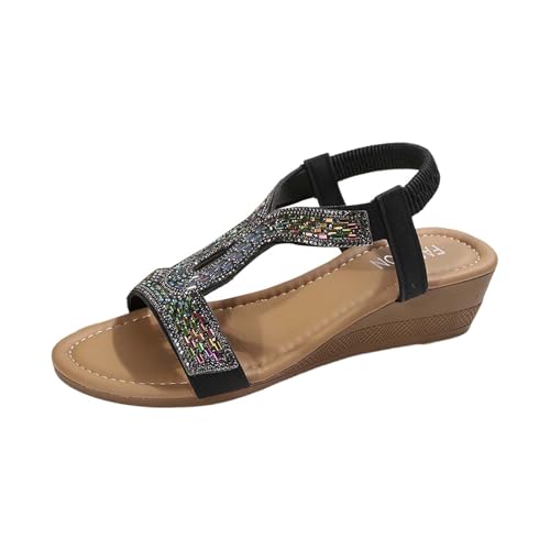 Sandalias cómodas de estilo bohemio con cristales y diseño de tiras ideales para festivales y looks de verano con un toque de pedrería