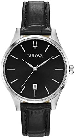 Bulova Mens Quartz Watch, Analog Display and Leather Strap 96M147