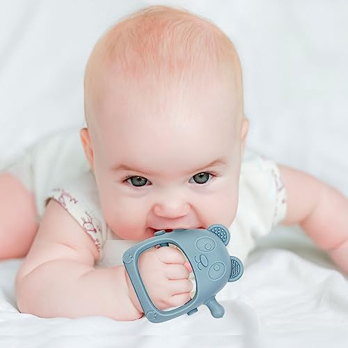 Eascrozn Baby Teething Toys for Infants 3+ Months Set of 3, Easy to Hold Silicone Teething Mitten with Soft Textures for Sensory Exploration and Teething Pain Relief, Baby Chew Toys for Sucking Needs - Thumbnail 5