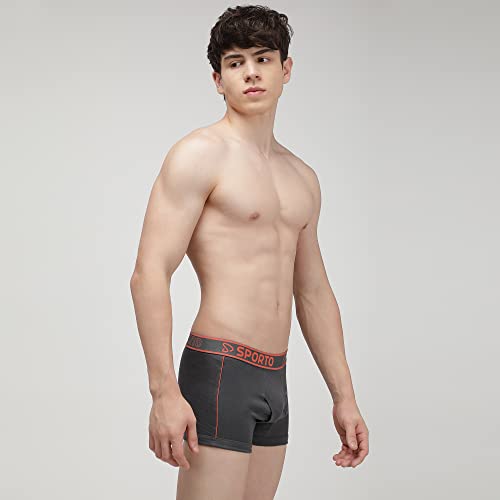 Image of sporto Men's Mid-Rise Super Soft & Comfortable Solid Cotton Square Trunks with No-Fold & No-Pinch Elastic Waistband (Combo Pack)