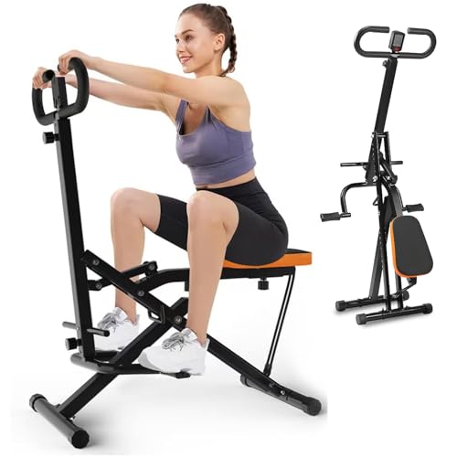 Deep Squat Machine for Women Home, Squat Ride / Rowing Machine with Adjustable Resistance, Foldable Exercise Equipment, Glute & Leg Cardio Workout Machine (Black)