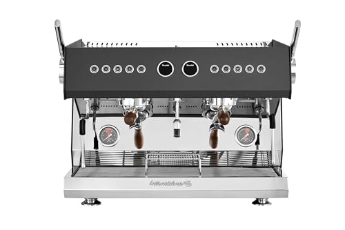 Image of Commercial 2-Group Volumetric Espresso Machine for Restaurant and Cafe Use, Stainless Steel and Copper Construction, 220V, Dark Gray