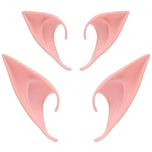 BBTO 2 Pairs Halloween Latex Elf Ears Cosplay Masks Fairy Gnome Ears, Dark Color