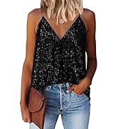 miduo Womens Tank Tops Casual Fashion V Neck Strappy Sequin Sparkle Shimmer Camisole Sleeveless T...
