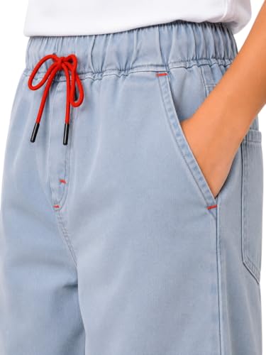 Image of Boys Silver Baggy Fit Denim Jeans | Korean Style Loose Fit Elastic Waist Band
