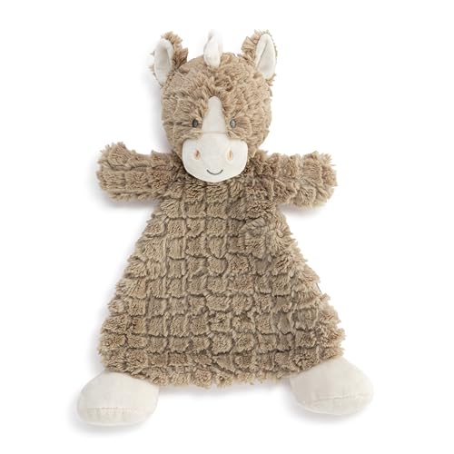 Image of DEMDACO Cozies 13 x 11 Inch Polyester Plush Stuffed Animal Security Snuggly Rattle Blankie, Brown and White, Penny Pony