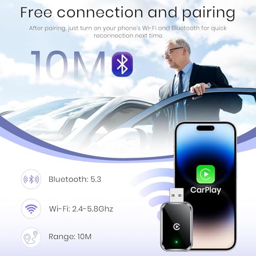 Image of Jemluse Wireless CarPlay & Android Auto Adapter for Cars, Support iPhone & Android, Convert Wired CarPlay /Android Auto to Wireless, Fast Auto Connect, Support Navigation, Music, Calls & More - Black