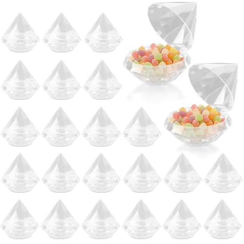 Transparente Cajas de Favores Dulces, Claro Cajas de Favor en Forma de Diamante Cajas de Dulces de Acrílico Cajas de Favores de Boda Plástico Tarros Transparentes Caja Almacenamiento Dulces (24Pcs)