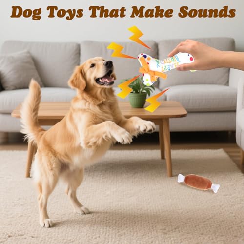 AYSYR 3 Stück Hundekuchen Geburtstag Spielzeug Set,Welpenspielzeug Quietschendes Plüschtier,Welpen Zubehör Geburtstagsknochen,Dog Toys Geburtstagsparty-Zubehör,Hunde Spielzeug Kauspielzeug