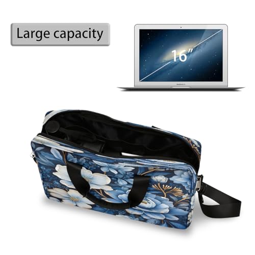 Bolso para laptop de 16 pulgadas blue ethnic flowers miniatura 4