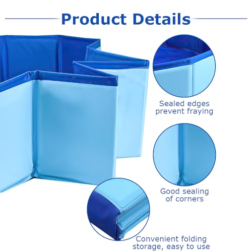 LUFEIS Hundepool, 60x20 cm Hundepool Schwimmbad, Hundebecken Faltbar mit Ablassventil, Planschbecken rutschfest, Swimmingpool für Hunde, Faltbarer Pool Schwimmbecken für Kleine Hunde, Katze (Blau)