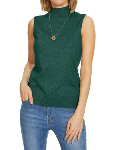 Image of INKOFF Sleeveless Mock Neck Turtleneck Knit Tops Women Dressy Casual Sweater Vest Business Work Tank