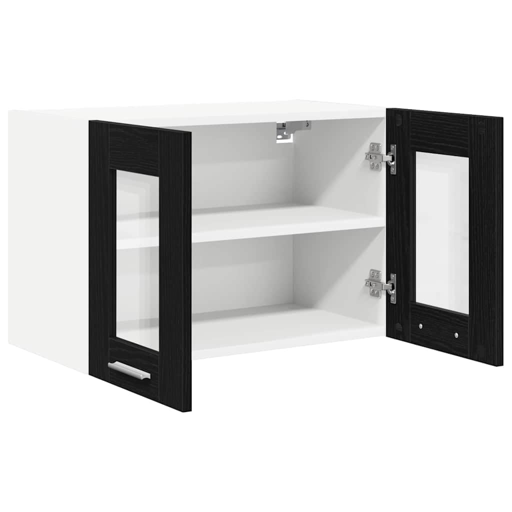 Moderno armario colgante negro efecto roble 60 x 31 x 40 cm, material de madera, armario de cocina duradero con 2 puertas, mucho espacio de almacenamiento para cocina