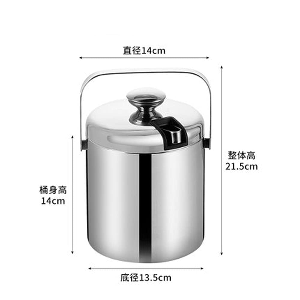 Cubo de Hielo de 1,3 l, Cubo de champán de Acero Inoxidable, Cubo de Hielo con Aislamiento térmico de Doble Capa, contenedor de Cubo de Hielo con Tapa y Pinzas