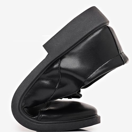 YZABEL Men's Leather Lace Up Platform Block Heel Classic Patent Leather Shoes for Men for Dating Prom Business Work 5