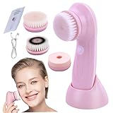 1Set Electric Face Brush, with 3 Interchangeable Heads Electric Face Scrubber, 3 In1 Exfoliating Massage USB Rechargeable Scrubber, Suitable for All Skin Types...