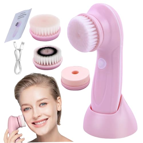1Set Electric Face Brush, with 3 Interchangeable Heads Electric Face Scrubber, 3 In1 Exfoliating Massage USB Rechargeable Scrubber, Suitable for All Skin Types...