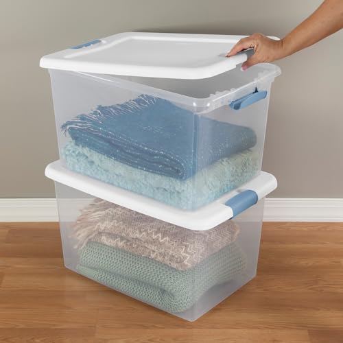 Image of Sterilite Latching Box with Lids for Home and Office, 64 Quart, 4-Pack | Heavy-Duty and Stackable Plastic Containers with Latches for Closet, Cabinet, Bedroom, Bathroom and Dorm Room Organization