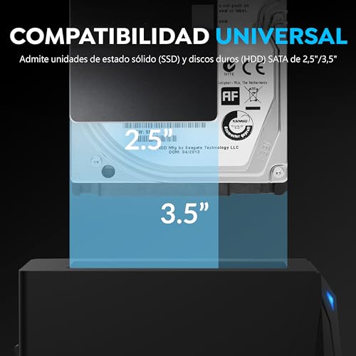 Docking Station USB-C Sabrent DS-UC1B para SSD SATA 2.5 3.5 Mac Windows 10Gbps 3